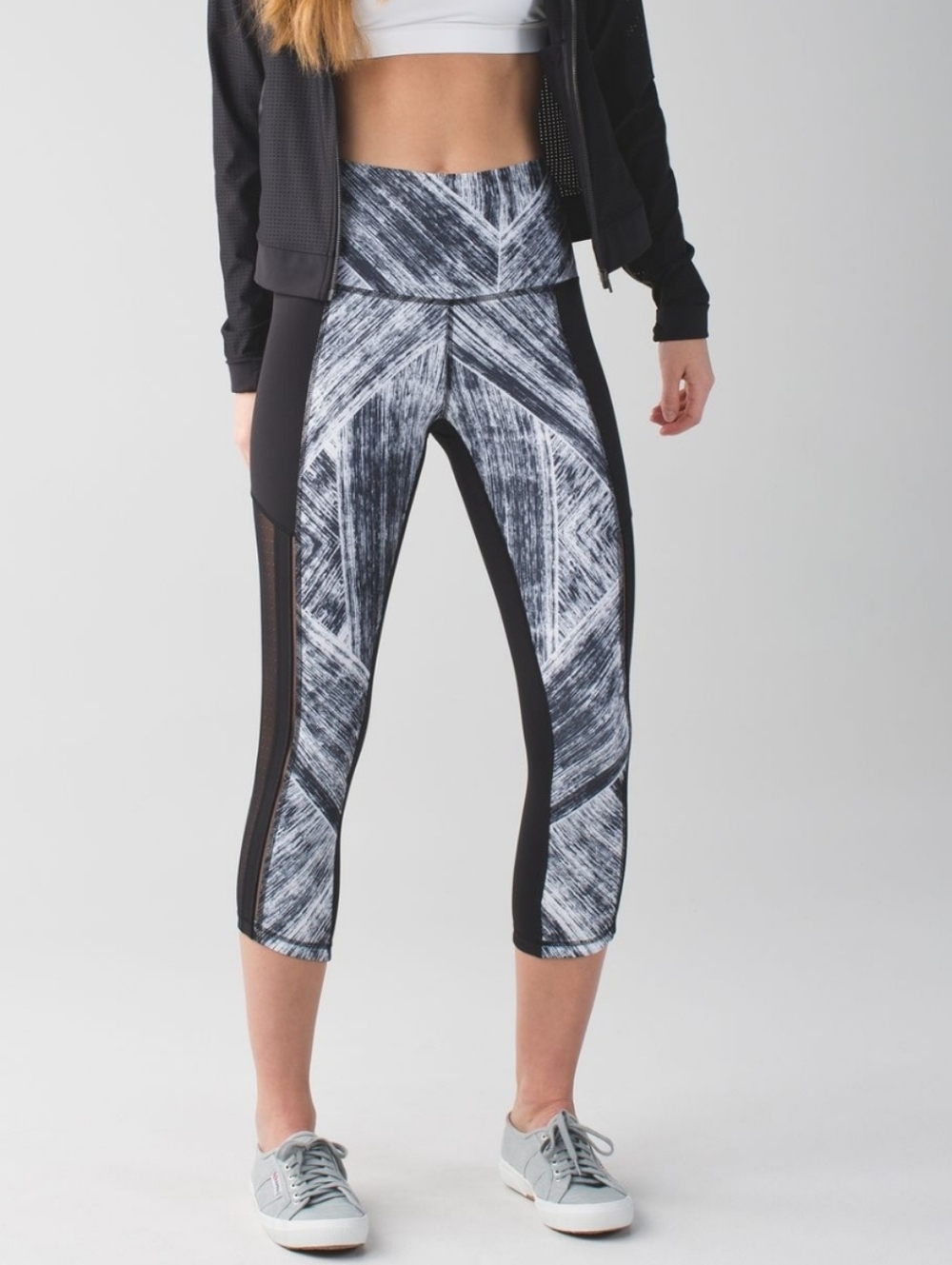 Lululemon Hot To Street Crop Leggings - White Black Size 4